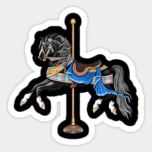 Black Stallion Carousel Horse Sticker